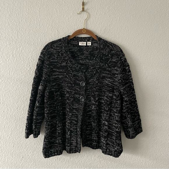Cato Plus SIze Cardigan Sweater Black Heather Waist length, half sleeves - Picture 2 of 5